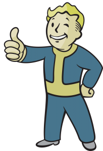 Есть фанатская теория, что Vault Boy из Fallout не знак одобрения показывает. По городской легенде, если ядерный взрыв на горизонте можно закрыть большим пальцем, вы в безопасности