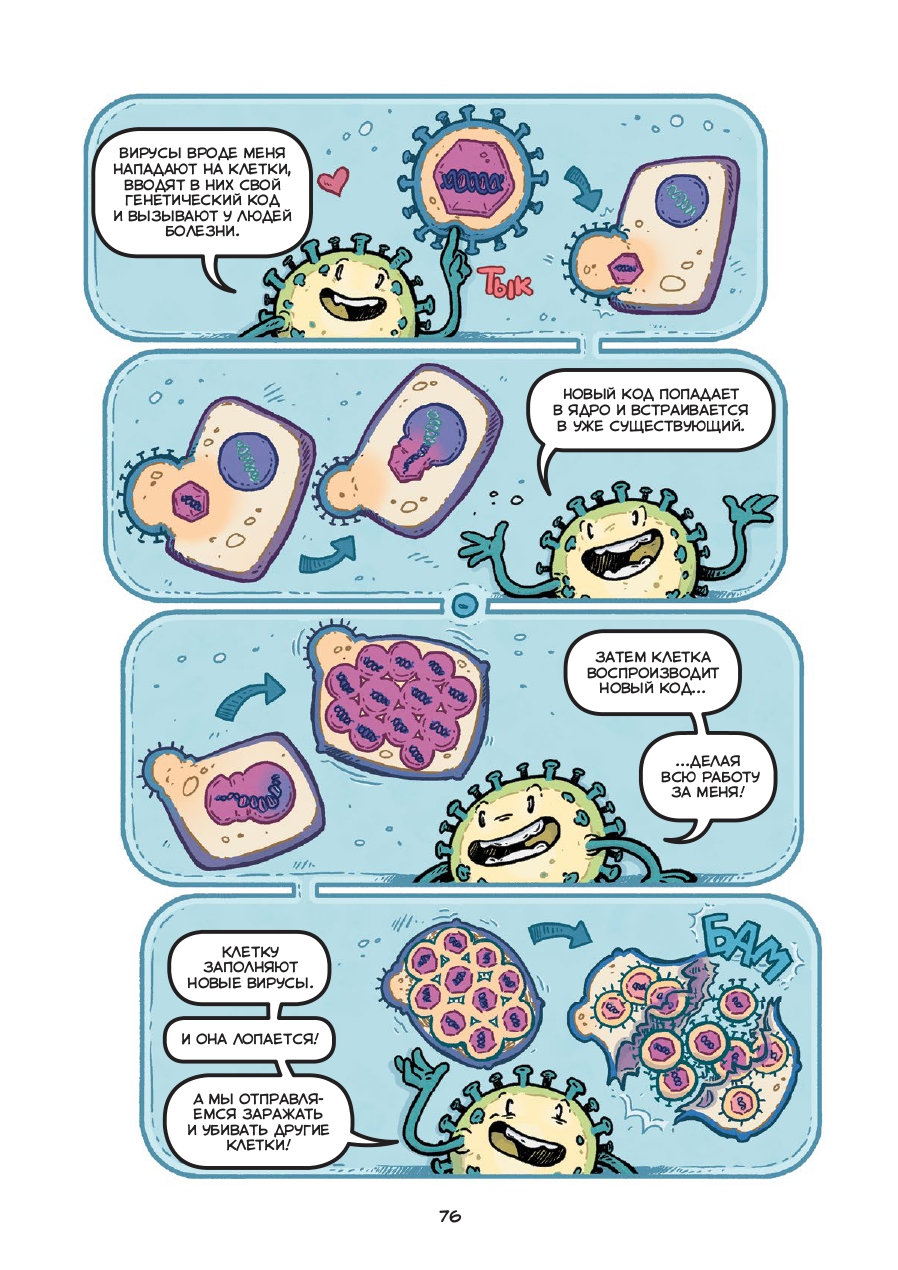 «Вирусы бывают разные»: отрывок из научного комикса «Микробы и вирусы» 2
